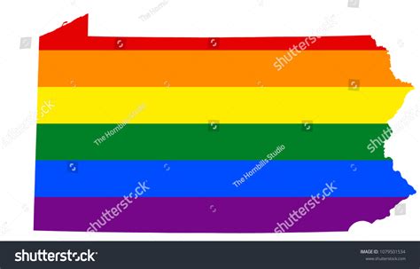 Lgbt Flag Map Of Pennsylvania Vector Rainbow Royalty Free Stock