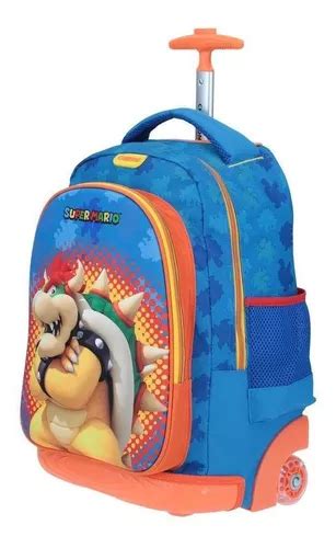 Mochila Con Ruedas Grande Chenson Mario Bros Karte Azul Mercadolibre