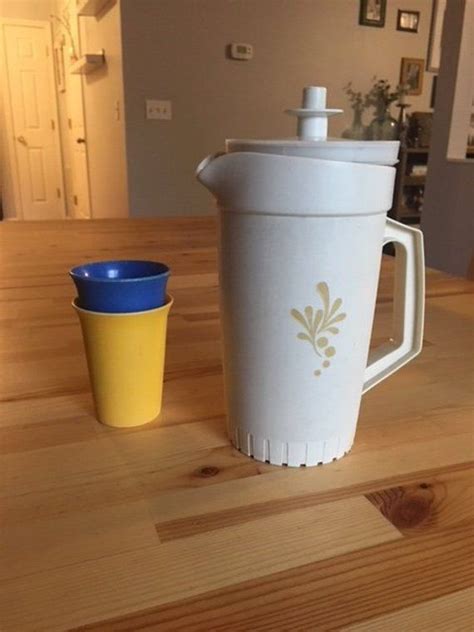 Vintage Tupperware Pitcher With Push Button Seal Lid Thermos Etsy