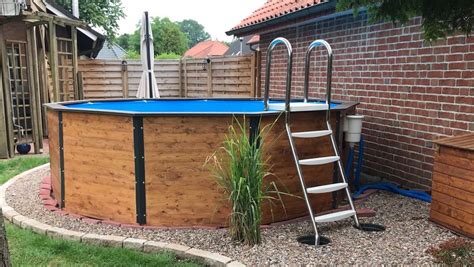 Stahlwandpool Verkleidung Poolumrandung Pool Verkleidet Mit Holz Pool