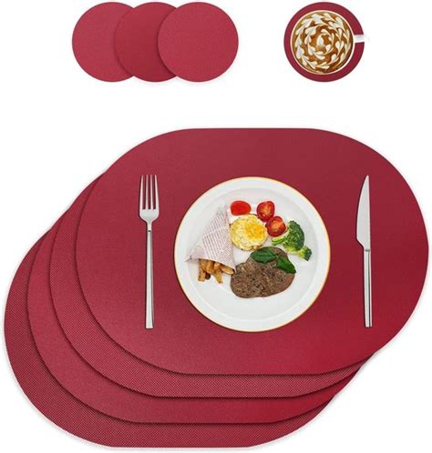 Placemats En Onderzetters Van Leer Afwasbaar Rond Placemats Set Van