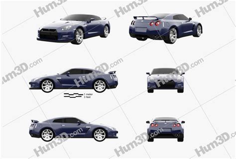 Nissan Gt R R35 2015 Blueprint Template