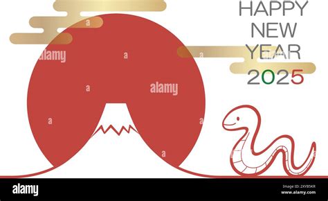 Year Of The Snake New Years Greeting Card Template With A Snake