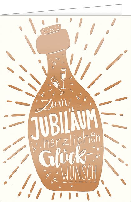 Jubil Um A Karte Mit Umschlag Goldflasche Zum Jubil Um Herzlic