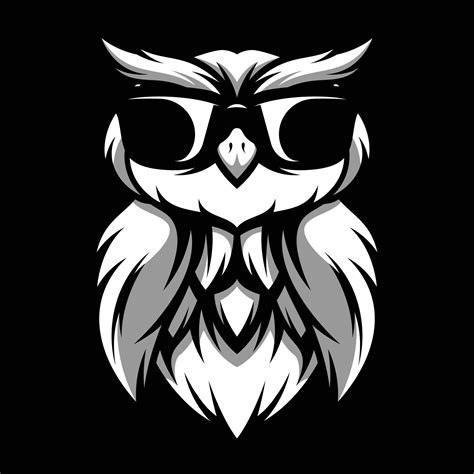 Owl Sunglass Black And White Mascot Design 22077511 Vector Art At Vecteezy