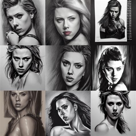 Husam Wleed Charcoal Pin Up Of Scarlett Johansson Stable Diffusion