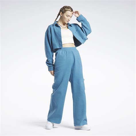 Reebok Classics Reverse Fleece Wide Leg Pants In Steely Blue S23 R Reebok Official Uk