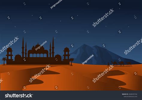 Night Arabic Desert Camel Caravan Muslim Stock Vector Royalty Free