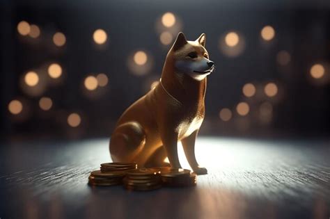 Premium AI Image | A dog statue with gold coins on the table