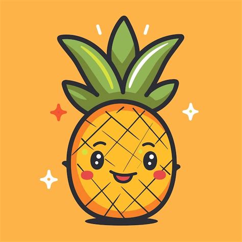 Premium Vector Cute Pineapple Cartoon Character Vector Illustration