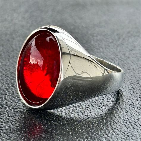 Silver Handmade Ruby Stone Ring , Natural Ruby Ring , Oval Red Stone ...