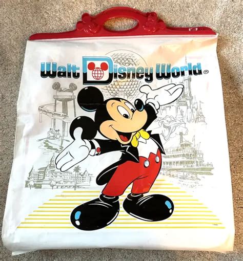 VINTAGE 1980S WALT Disney World Plastic Mickey Mouse Shopping Bag 9 53