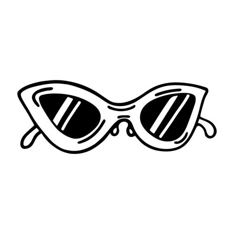 Sunglasses Vector Icon Stylish Glasses With An Oval Frame Hand Drawn