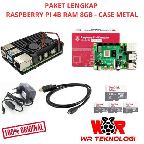 Jual Paket Lengkap Raspberry Pi 4B RAM 8GB SIAP PAKAI Case Metal