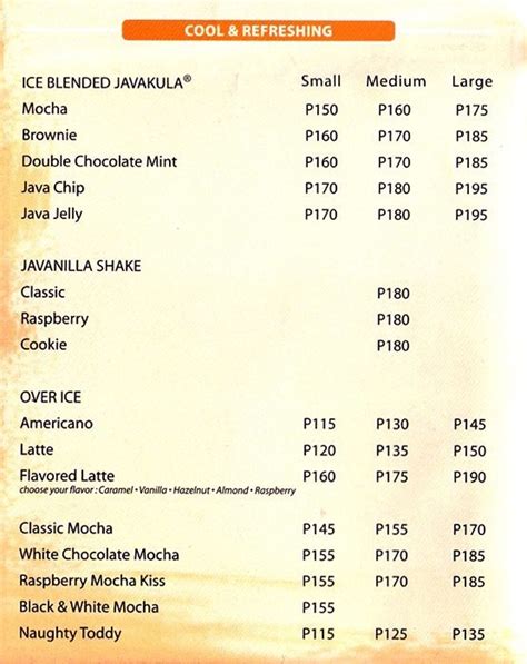 Seattle's Best Coffee from Quezon City Menu