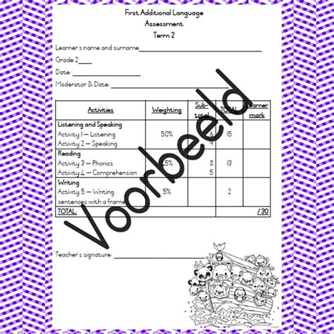 English First Additional Language Assessment Task Term 2 Grade 2 • Teacha