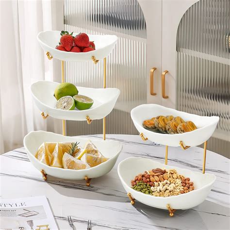 Homkula Fruit Bowl For Kitchen Counter Tier Ceramic Serving Bowls