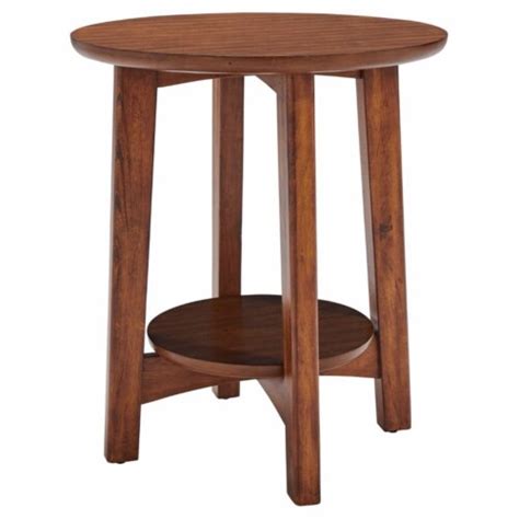 Alaterre Furniture Monterey 20 Round Mid Century Modern Wood End Table