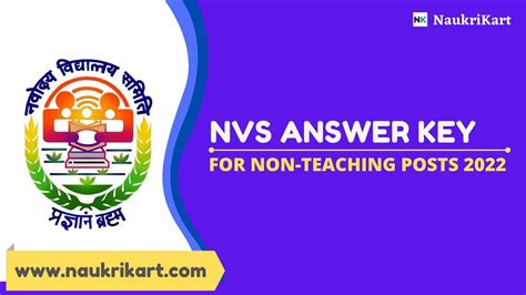 Nvs Answer Key For Non Teaching Posts Released Check Details Here