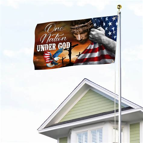 One Nation Under God Jesus Christian American Eagle Grommet Flag