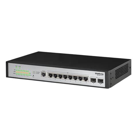 Switch Desktop 8 Portas Giga E 2 SFP SG 1002 POE L2 Intelbras