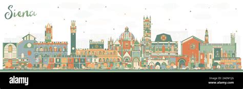 Siena Tuscany Italy City Skyline With Color Buildings Vector