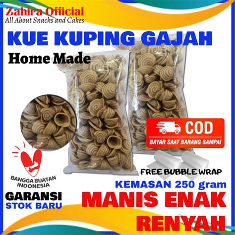 Jual Kuping Gajah Kue Kering Homemade Snack Kemasan 250 Gram Kab