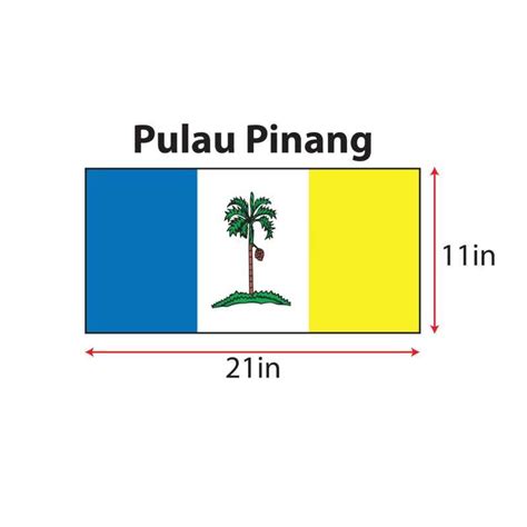 Bendera Pulau Pinang Cotton 11 X 21in