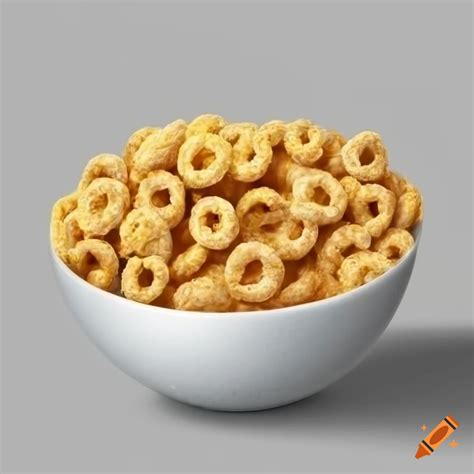 Bowl Of Yellow Cereal On A White Background