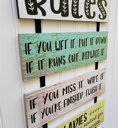 Wooden Bathroom Rules Sign Farmhouse Bathroom Sign Rustic - Etsy