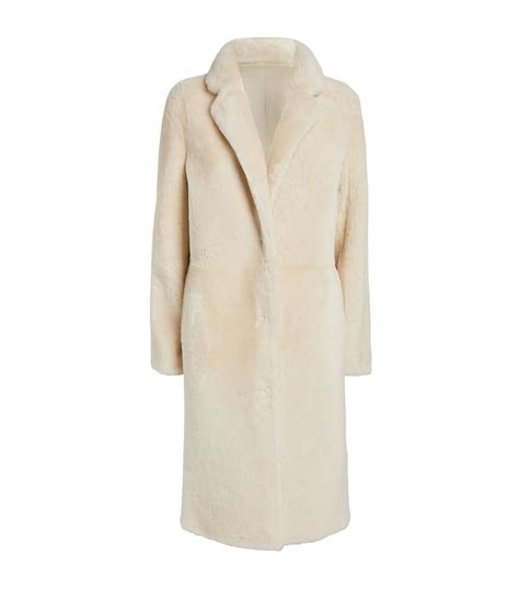 Womens Yves Salomon White Shearling Reversible Coat Harrods Uk