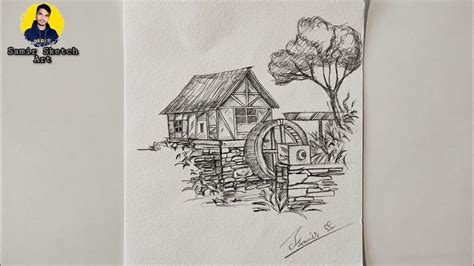 how to draw scenary //village house drawing // village drawing