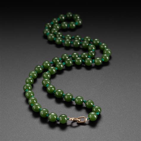 Nephrite Jade Necklace With High Translucency Certified Untreated For