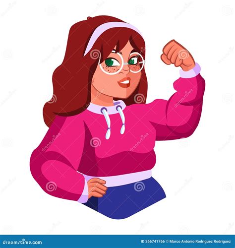 Vector Cartoon Cute Strong Female Character Isolated Stock Vector