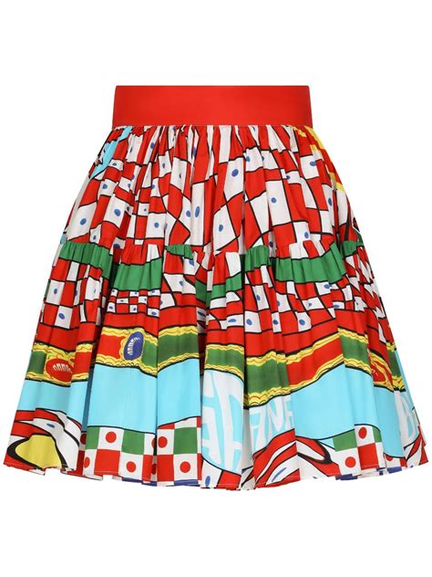 Dolce Gabbana Graphic Print Pleated Skirt Farfetch