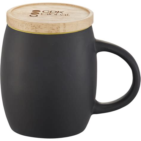 Hearth Ceramic Mug With Wood Lidcoaster Solid Black 104 Mug