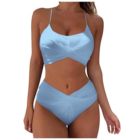 Sngxgn Women S High Waisted Bikini Scoop Neck Swimsuit Two Pieces