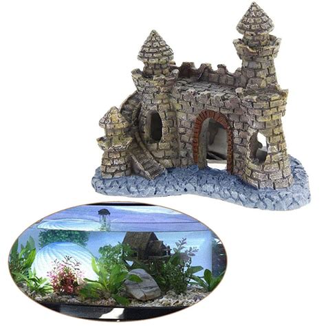 1PCS Resin Cartoon Castle Aquariums Decorations Castle Tower Ornaments ...