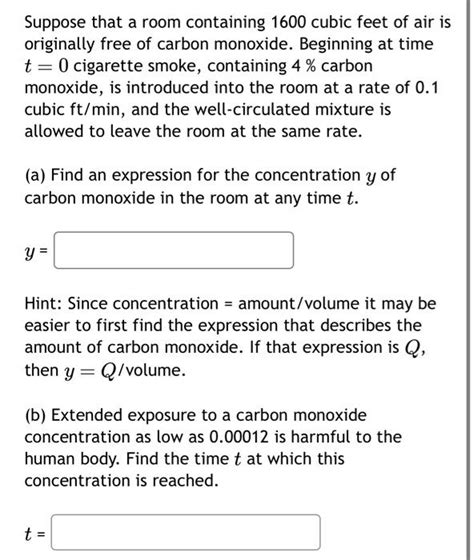 Solved Suppose That A Room Containing Cubic Feet Of Air Chegg