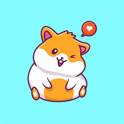 Premium Vector Cute Hamster Sitting Icon Illustration Hamster Mascot