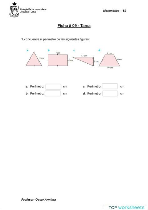 Perímetro Y áreas Ficha Interactiva Topworksheets