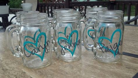 Set of 6 Personalized Mason Jars 16 oz Heart by madebytheresarenee