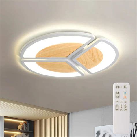 Tozing 16 In White And Wood Dimmable Integrated Led Modern Novel Splicing Circular Shape Flush