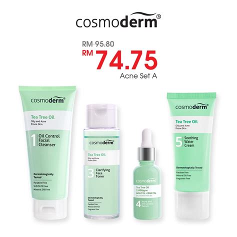 Cosmoderm Tea Tree Oil Acne Set A Shopee Malaysia