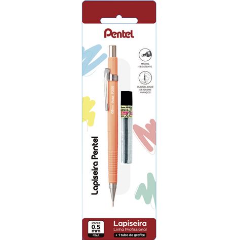 Lapiseira 0 5mm Laranja 1 Tubo De Grafite SM P205 97 Pentel BT 1