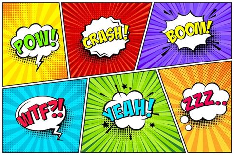 Premium Vector Cartoon Comic Backgrounds Set Speech Bubble Comics