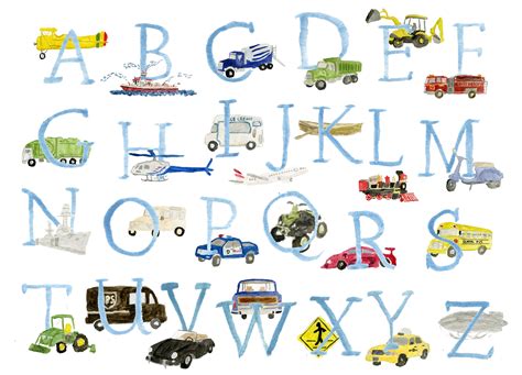 Vehicle Alphabet Print