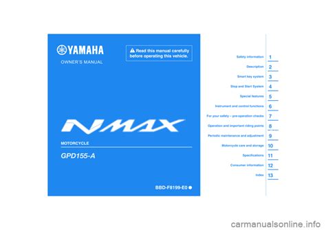 Dashboard Yamaha Nmax 155 2021 Owners Manual 114 Pages