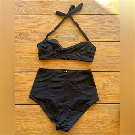 Reformation Swim Reformation Betty Bikini Foldover Halter Top And High Rise Bikini Bottom