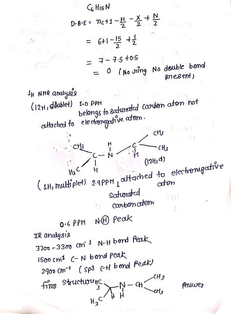 Solved Draw The Molecule Structure C6h15n With Hnmr C6hisn U D